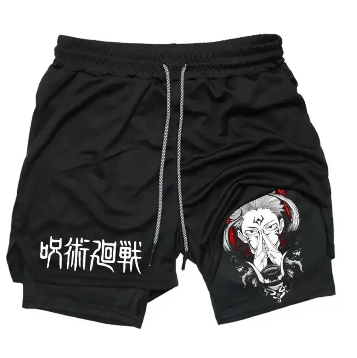 

Jujutsu Kaisen Anime Print Double-Layer Beach & Fitness Shorts - Summer Style M