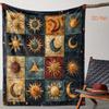 Patchwork Sun Star Moon Printed Flannel Blanket - Soft Warm Cozy | All-Season Throw for Sofa/Bed/Couch/Car/Office/Campin