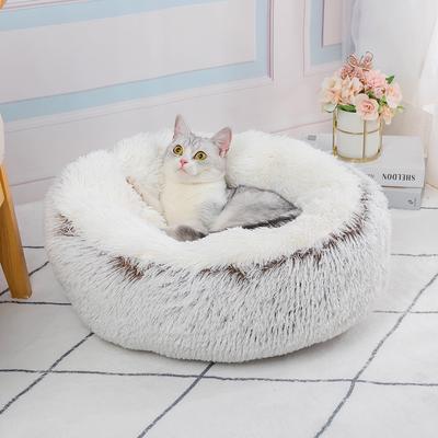 New Plush Round Simple Contrasting Color Splicing Pet Bed Four Seasons Universal Deep Sleep Cat Bed Dog Bed
