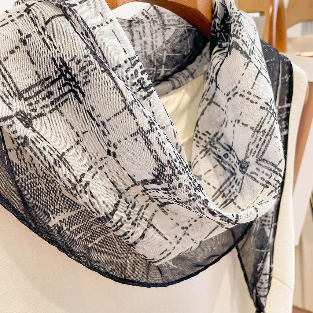 Multifunctional silk scarf versatile pendant decorative lines small scarf women's niche design jacket accessories new neck accessories