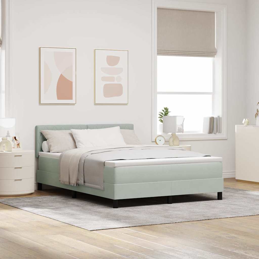 LED Box Spring Bed with Mattress Light Grey 140 x 200 cm Velvet