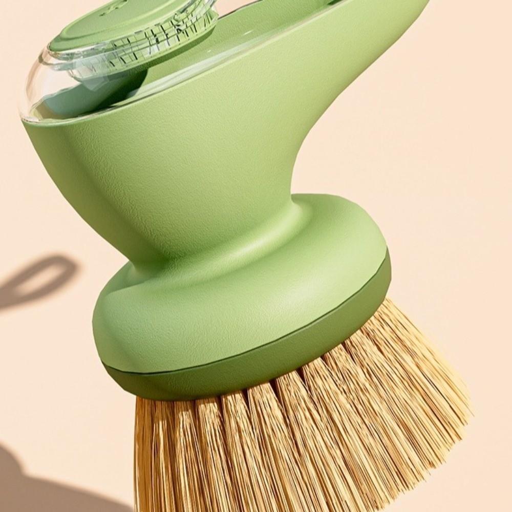 2 Stück/Set Automatischer Flüssigkeitsspender-Topf mit Druckknopf und Bürste Effizienter Küchenschwamm Geschirrreinigung