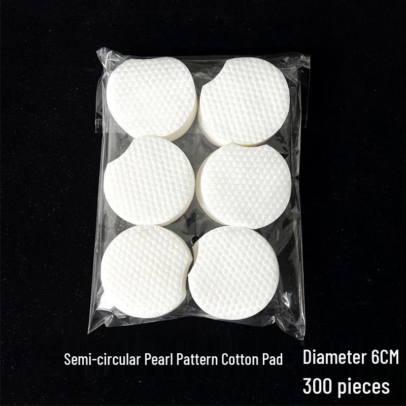 1200pcs Half-Round Cotton Pads, 80g Thick, Pearl Dot Texture, for Wet Compress & Makeup Removal with Salicylic Acid