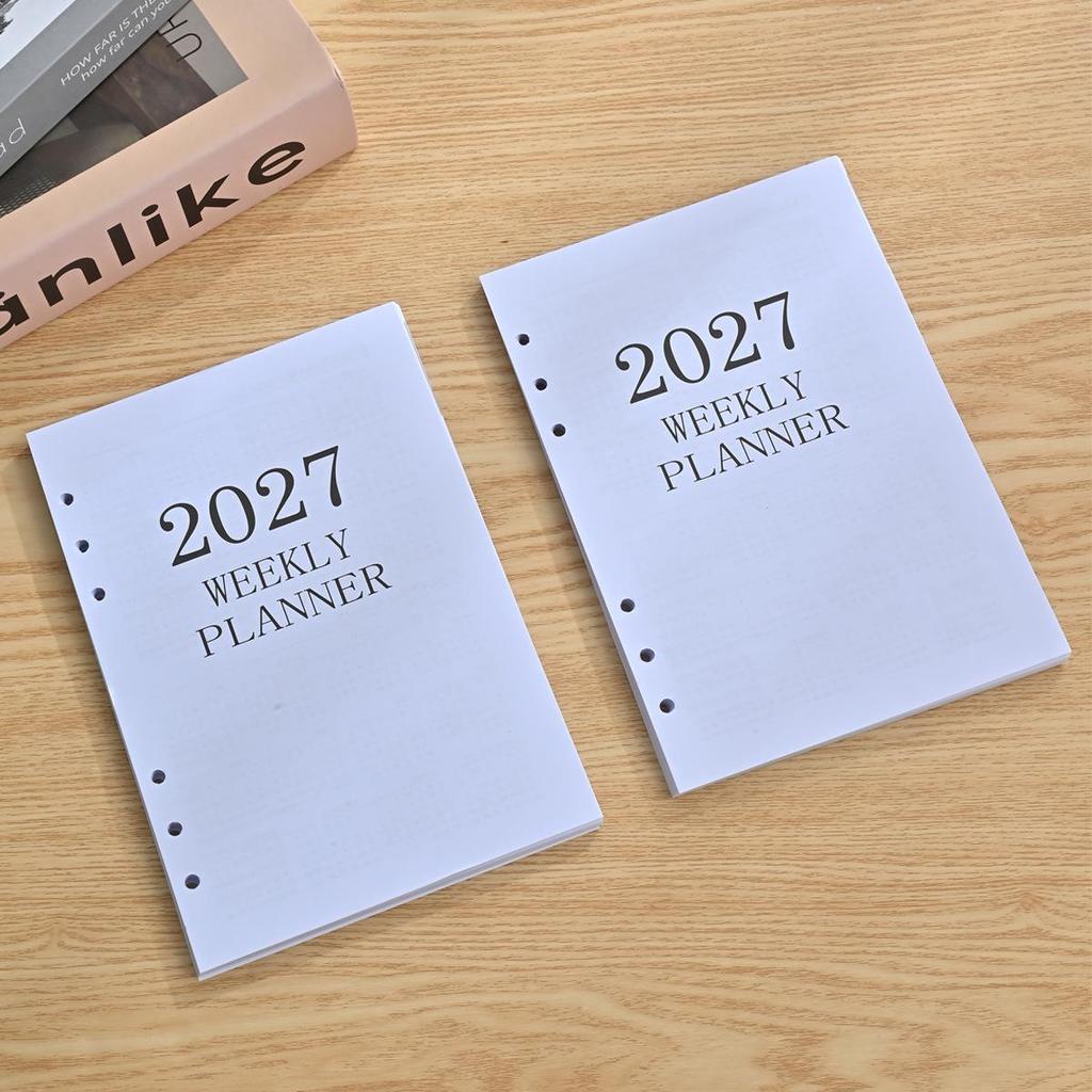 2027 A5 6-Hole Weekly Planner Refill, 64 Loose-leaf Pages