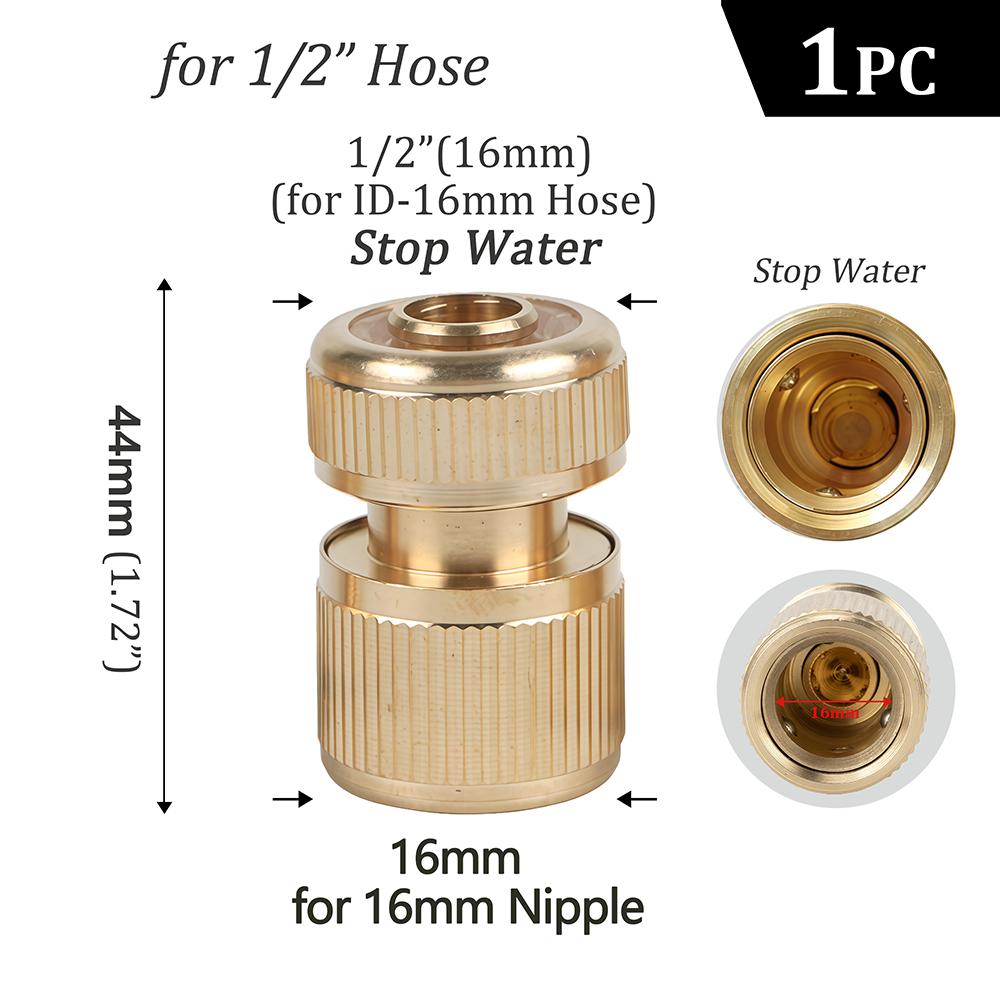 Brass Garden Hose Quick Connector Water Pipe Tap Adaptor Fitting for 1/2"3/4"3/8"1/4" Irrigation Tube Water Stop Repair Joints