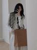 Women's Black & White Striped Sleeveless Knit Cardigan Vest - French Style Spring/Autumn Sweater Outerwear.