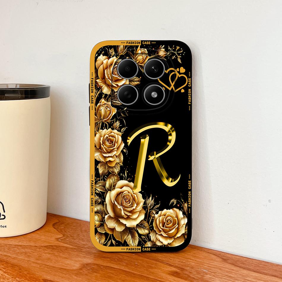 Case For Poco M8 Pro / Poco M5 M5S Fashion Rose Letters Soft Liquid Silicone Phone Shell For Poco M 8 M 5 Lightweight Funda