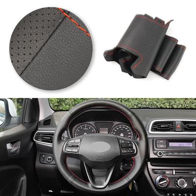 Auto DIY Innenzubehör Lenkradabdeckung Mikrofaser-Ledereinsatz für Hyundai Kona Verna 2017 2018