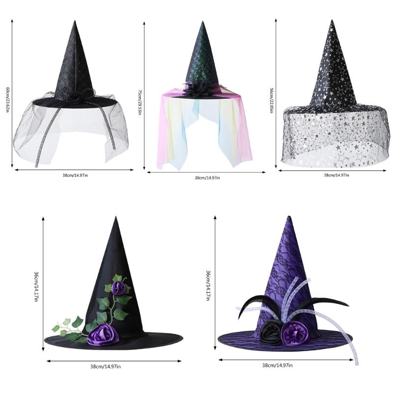 Halloween Hexenhut für Kinder Erwachsene Halloween Party Cosplay Kostüm Requisiten Gruseliger Zaubererhut für Halloween Party