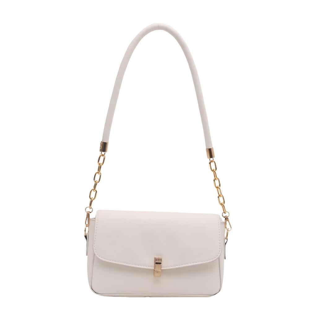 Luxe Minimalist Chain Strap Small Square Purse For Women Available In Black White And Khaki Colors