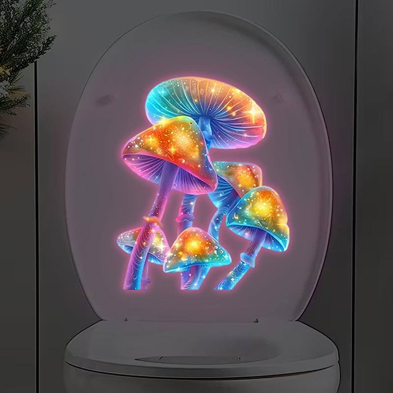 Luminous Fantasy Mushroom Toilet Sticker Wall Sticker, Self-Adhesive And Removable Decals Car Home Decor Sticker Waterproof