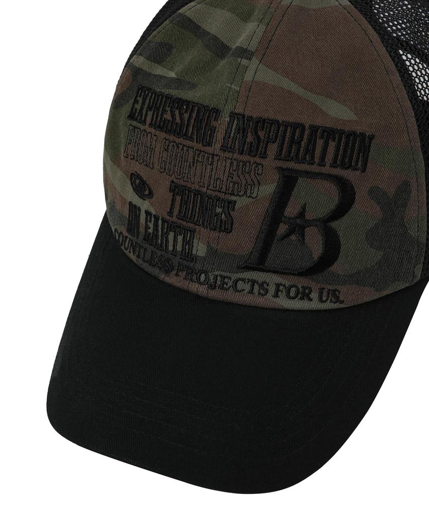 BAUF B Logo Mesh Ball Cap [Camo Black]