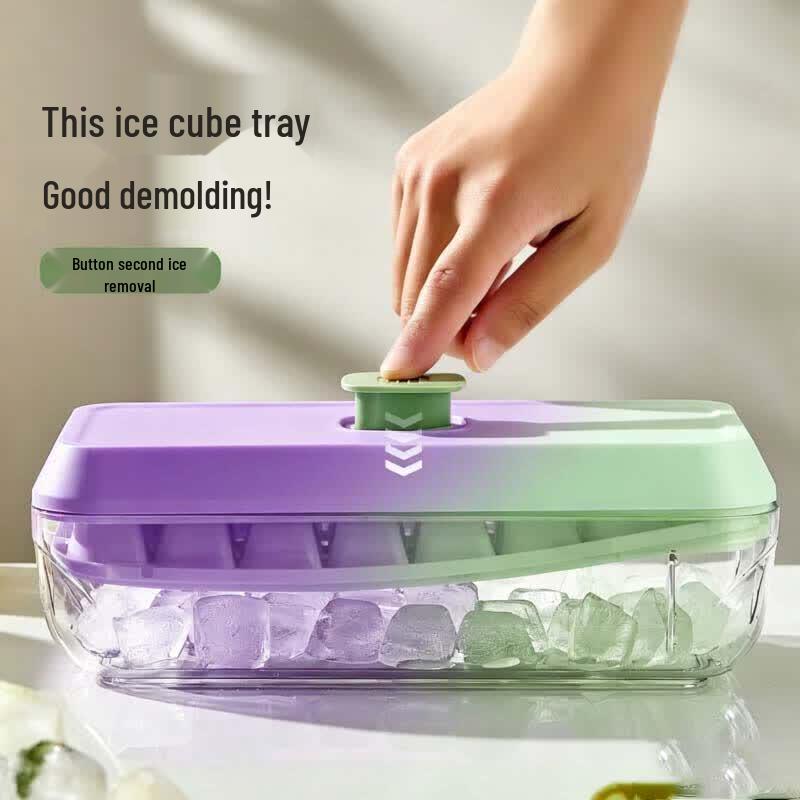 Press-Type Ice Cube Maker with Storage Box