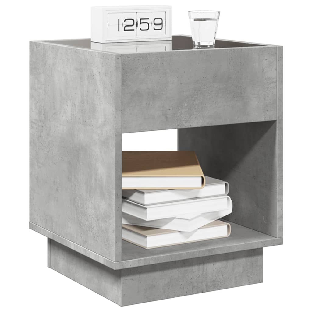Nightstand with Infinity LED Effect Concrete Grey 40 x 40 x 50 cm