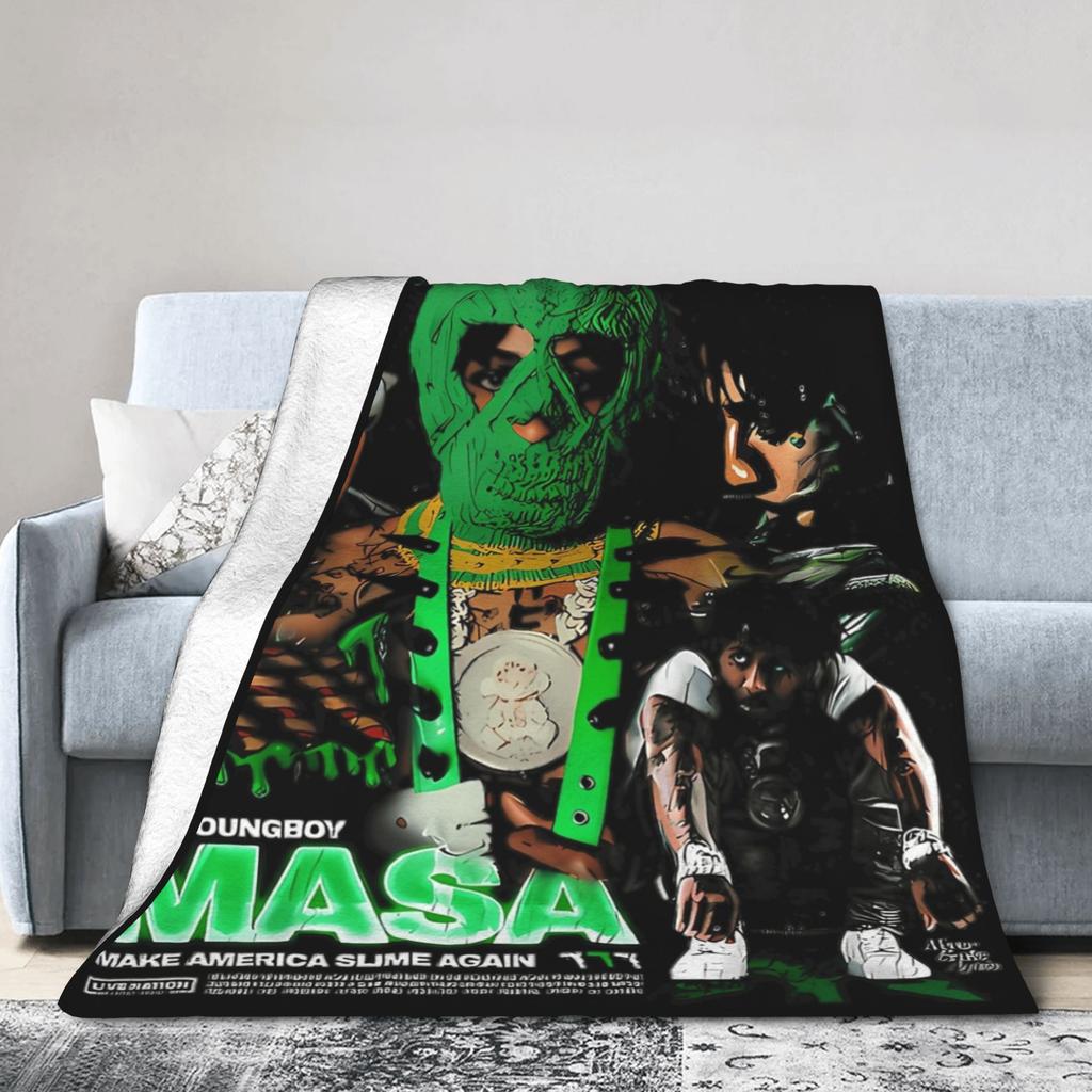 Rapper Young Boy Never Broke Again MASA Tour 2025 Druckdecke Für Männer Frauen Super Weich Warm Überwurfdecken für Wohnzimmer