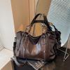 Vintage Handbag Solid Color Shoulder Bag Women's Large Capacity Commuter Tote Bag
