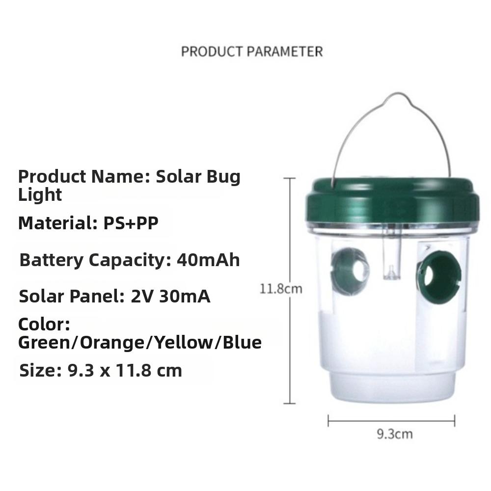 New Solar Powered Wasp Trap Box PP Hanging Bee Trap Bottle Reusable Transparent Wasp Killer Outdoor Use