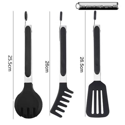 ZISIZ Stainless Steel Silicone Food Tongs with Stand - 6-Piece Set