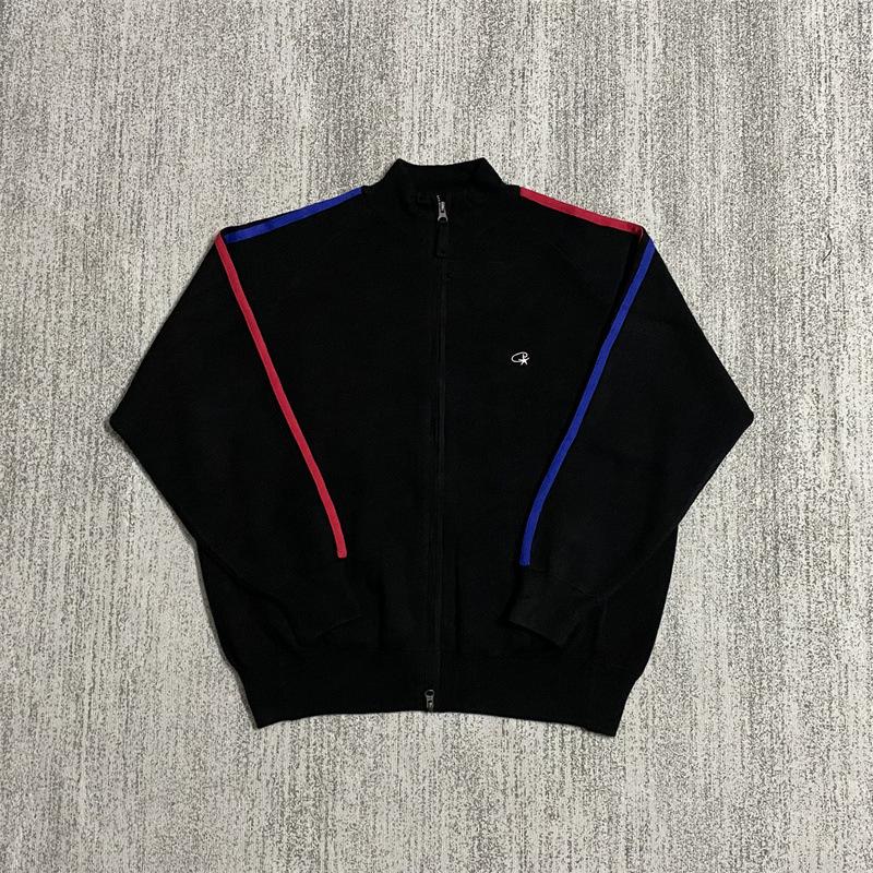 Унисекс Американский Ретро Хип-Хоп Свитер Кардиган на Молнии Куртка Extra Large чёрный