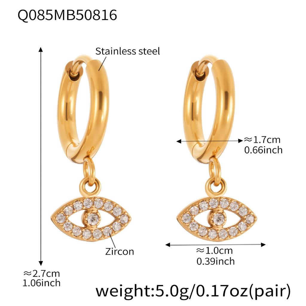 INS Style Devil's Eye Zircon Stainless Steel Earrings