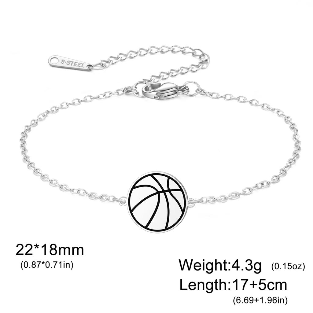 EUEAVAN Basketball Volleyball Baseball Rugby Bracelet Stainless Steel Fashion Geometric Bracelet for Women Men Jewelry Gifts