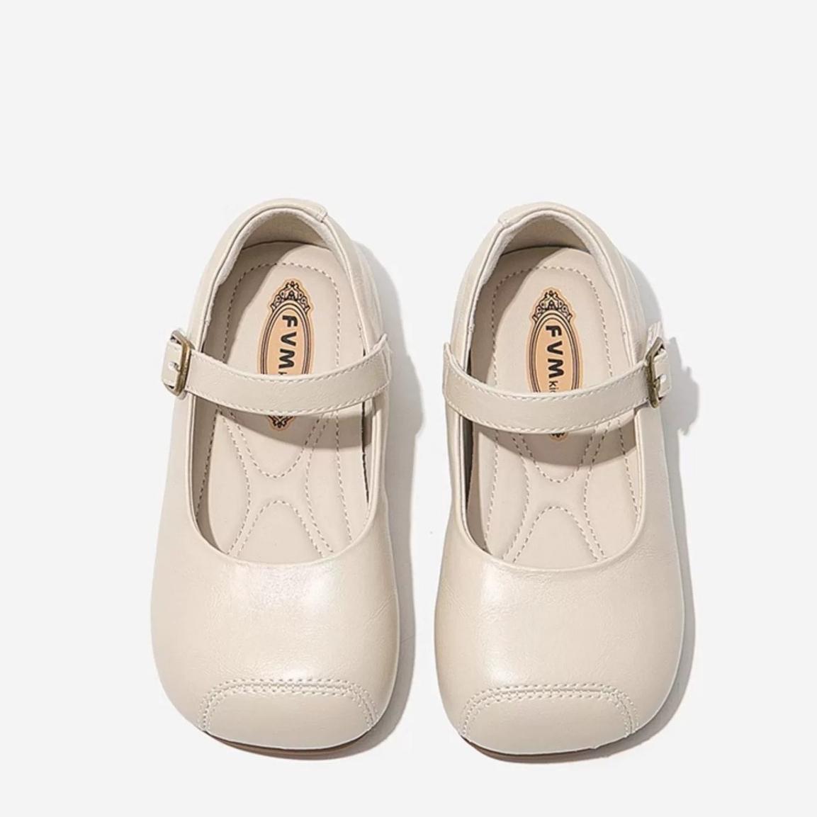 

Детские кожаные туфли принцессы, туфли Мэри Джейн для маленьких девочек, стильные дышащие туфли 33 бежевый