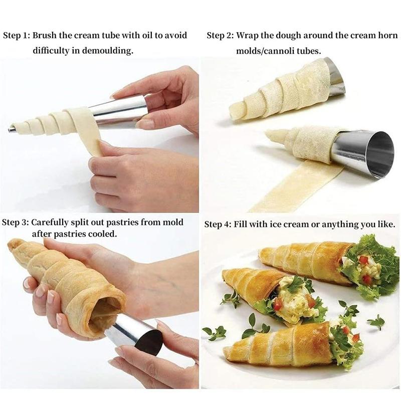 LMETJMA 33 ks formy na krém, formy na cannoli, sady trubek z nerezové oceli, kornouty na pečení, rolády na těsto, sady forem na croissanty JT163