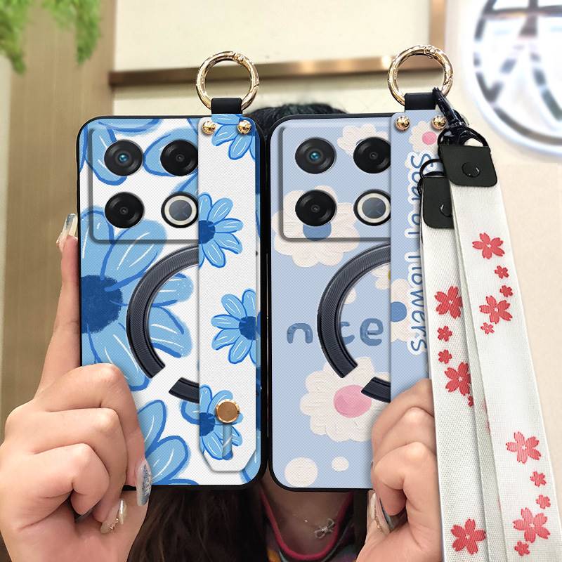 Lanyard Anti-dust Phone Case For infinix GT 20 Pro/X6871 Wristband Flower Back Cover Waterproof Shockproof Soft case