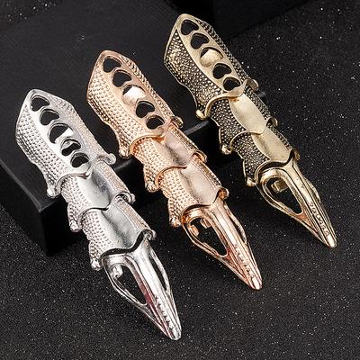 Retro Goth Punk Style Exaggerated Long Joint Nail Tail Ring For Men And Women