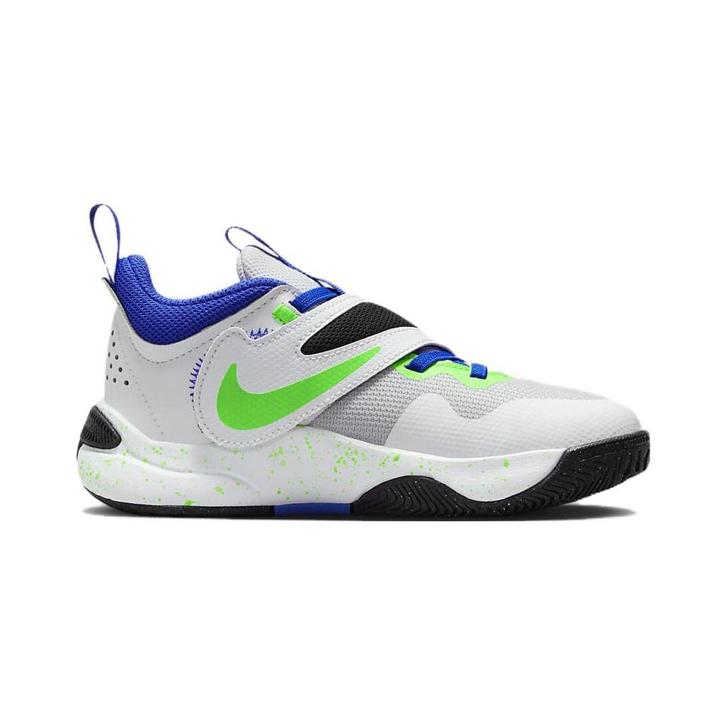 Nike Team Hustle D11 PS Green Strike Racer Blue Kids Sneakers White Summit-White Pure-Platinum DV8994-101