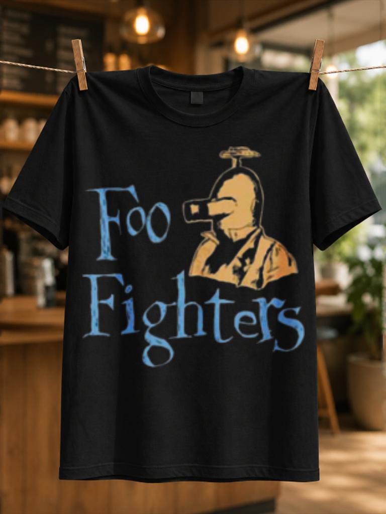 Foo Fighters Blue Vintage Camera Figure And Serif Band Name Lettering Quirky Retro Rock Graphic Unisex All TShirt