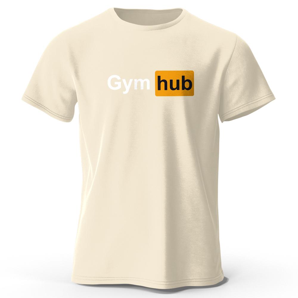 Gym Hub Printed Men's T-Shirt 100% Cotton Oversized Funny Graphic Tees for Men Summer Tops Compression Shirt