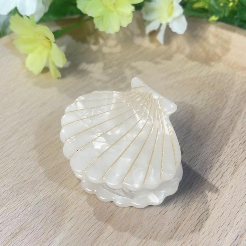 1 Pcs Vintage Style Women Plate Hair Clips Shell Shape Simple Multi-color Acetate Grab Clips