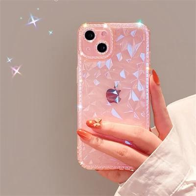 Kristall-Glitzer-Diamant-Muster-Handyhülle für iPhone 13 12 11 14 Pro Max X XR XS Max Plus klare stoßfeste weiche TPU-Rückseite