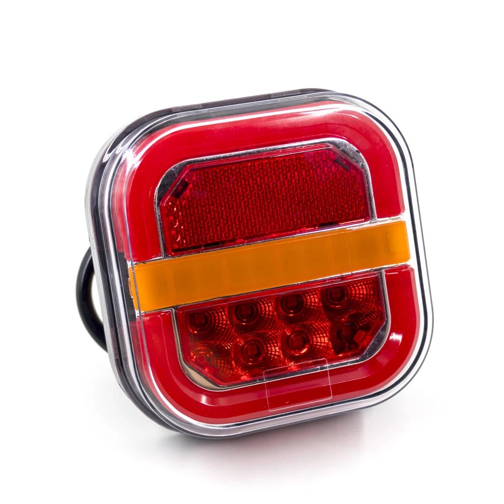 2pcs 12V 24V 4inch Square LED Tail Light Licesen Plate Taillight Turn Signal For Trailer Bus Pickup Rear Left Right Brake Lamp