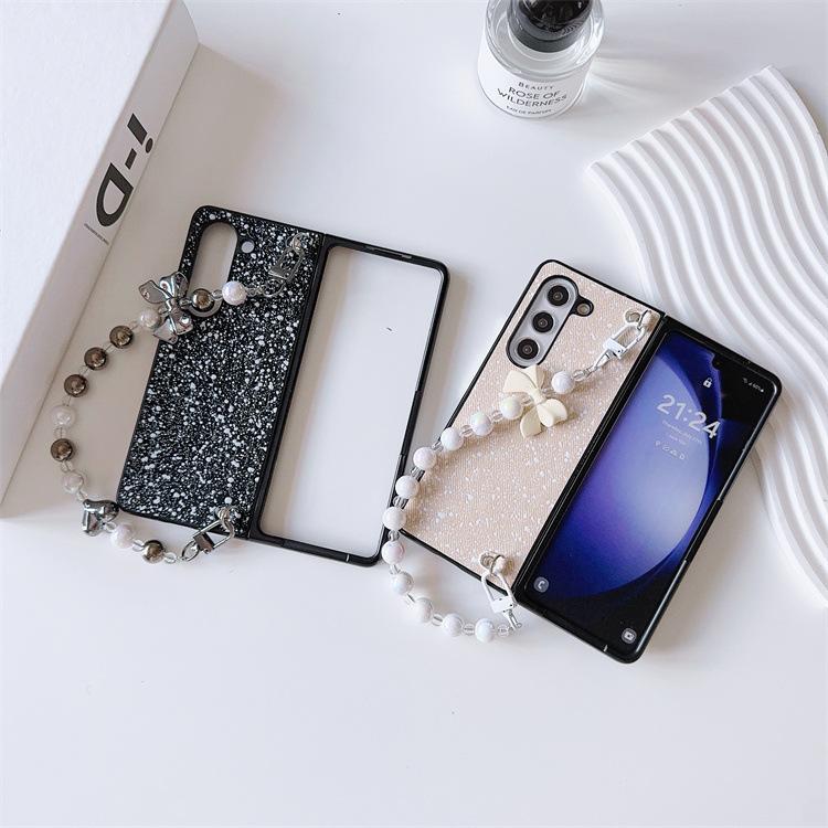 Applicable to Samsung ZFold6 mobile phone case ZFold5 polka dot case pearl bracelet all-inclusive Xiaomi FOLD3 protective case