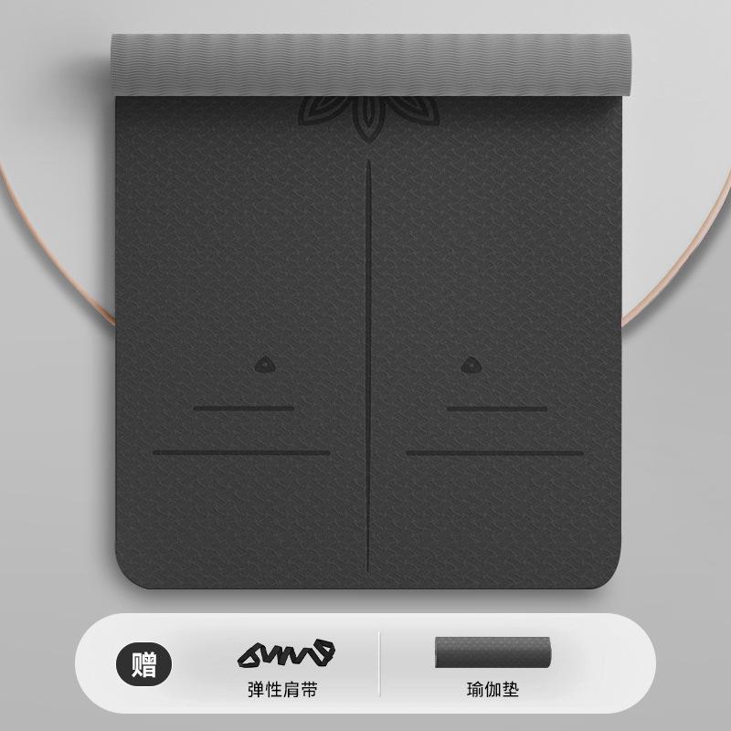 TPE Yogamatte für Damen mit Stoßabsorption, geräuschlos, rutschfest, verdickt für Heimtraining, Tanz und Fitness