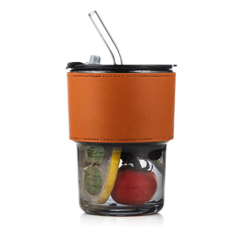OLOEY Glass Beverage & Coffee Cups with Straw (6-Pack)