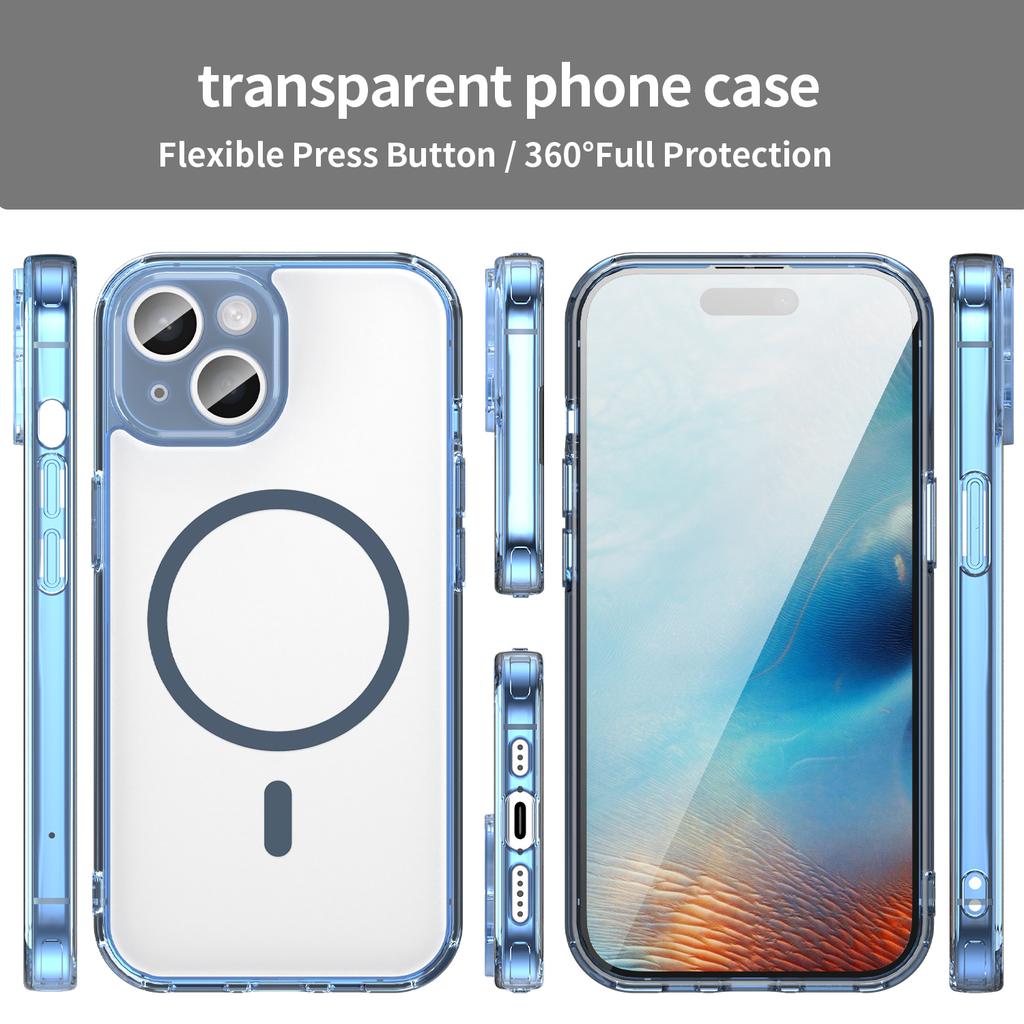 For iPhone 15 Plus Phone Case, Magnetic Shockproof Transparent Cover for iPhone 15 Plus