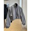 Women S Loose Stand Collar Short Casual Jacket For Spring Autumn
