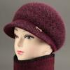 Short Brim Design Winter Brimmed Hat Fleece Lined Beanie  Senior Women Daily Wear