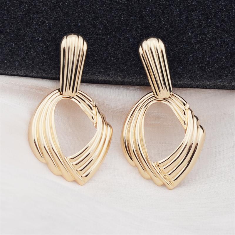 Exaggerated Geometric Irregularity Smooth Metal Twist Pendant Earrings for Women Temperament Jewelry
