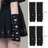 New Black Hollow Out Fingerless Gothic Gloves for Women Men Unisex Punk Arm Cuff Wear Gloves Cosplay Halloween Party Mitten