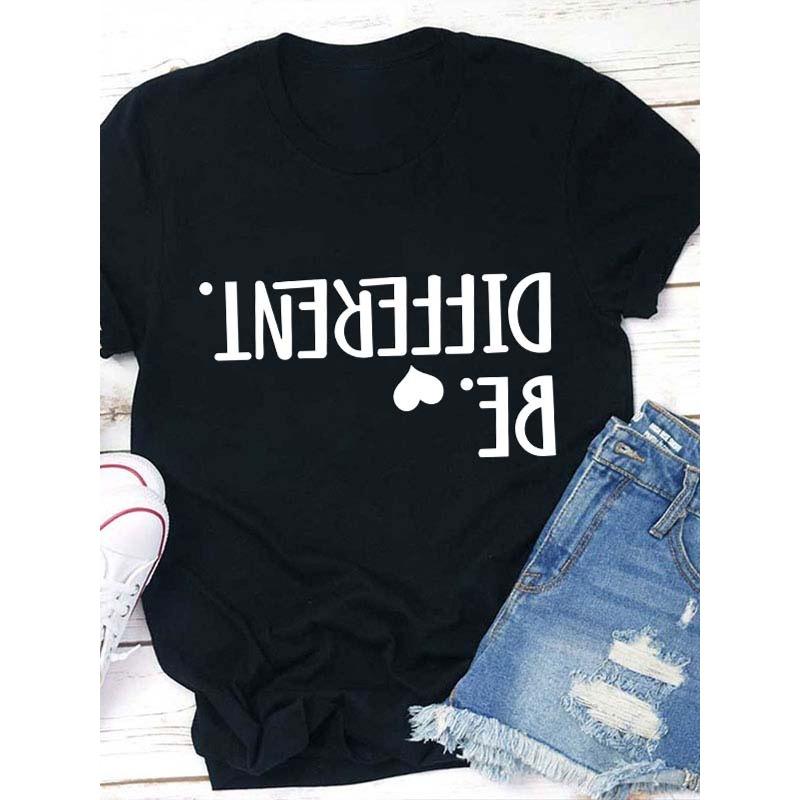 

Plus Size Women s Red Casual T-Shirt Distinctive Pattern White Lettering Summer Casual Wear S чёрный