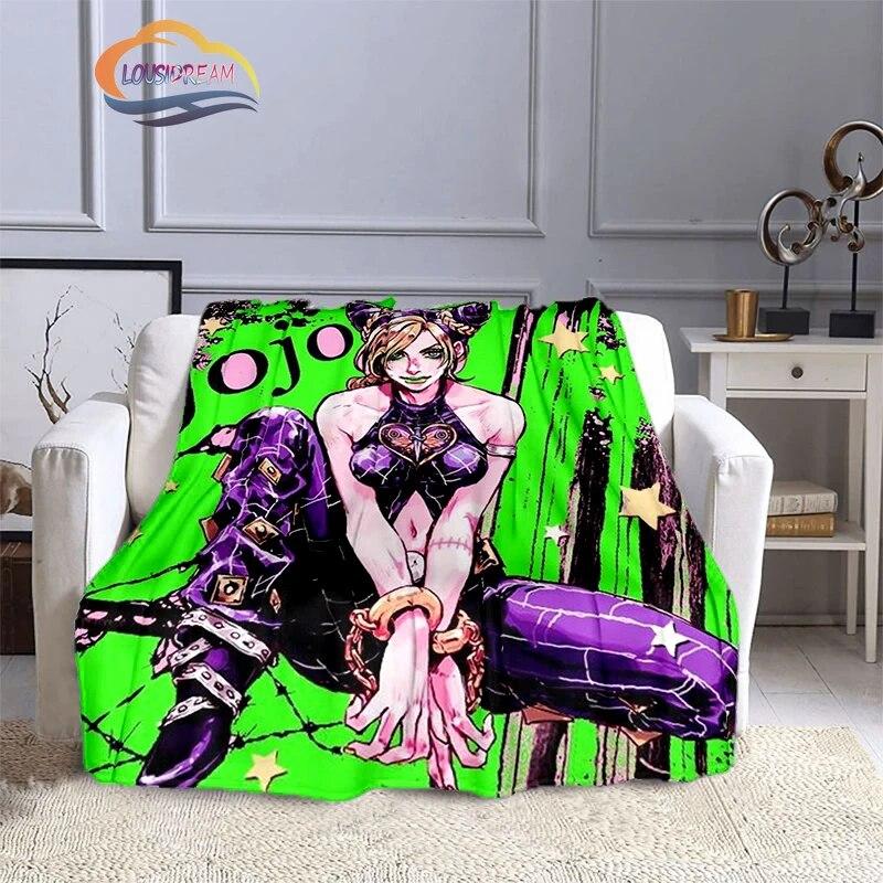 Karikatura JoJo's Bizarre Adventure Stone Ocean Deka Měkký fleece Throw Lehká All Seasons Teplá pro gaučovou přikrývku