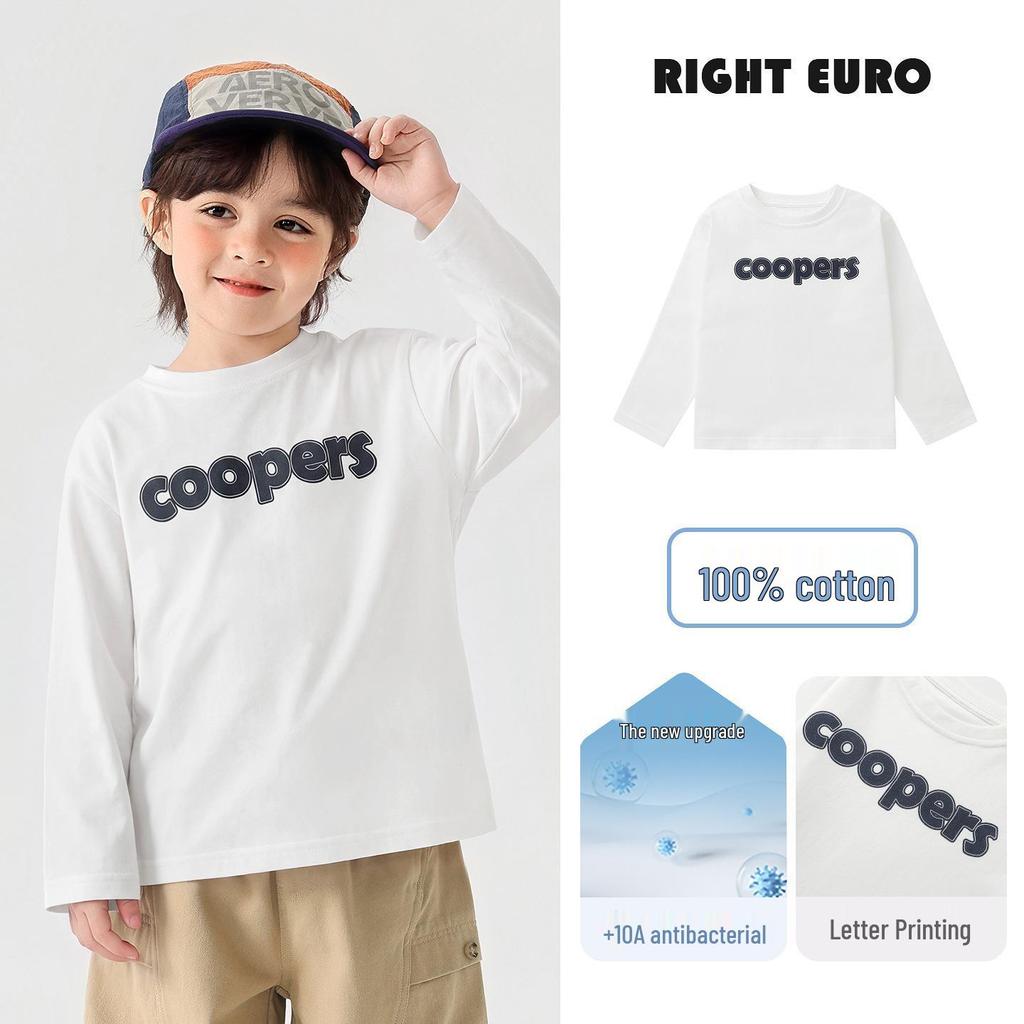 2026 Trendy Boys' Pure Cotton Long-Sleeve T-Shirt for Spring and Fall