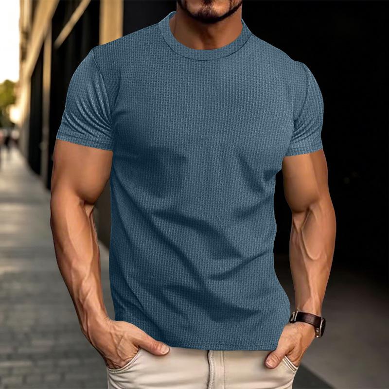 Men's Casual Short Sleeve T-shirt 2026 New Bone Flower Solid Color O-neck Fashion Breathable Comfortable Summer Versatile Top