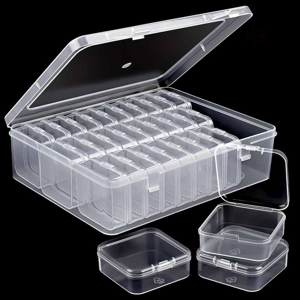 Clear 30-Compartment Bead Storage Box with Lid - Desktop Organizer
