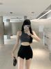 2026 Women's Spicy High-Waisted Sports Shorts with Tummy Control - Sexy, Elastic, Slimming Black Hot Pants