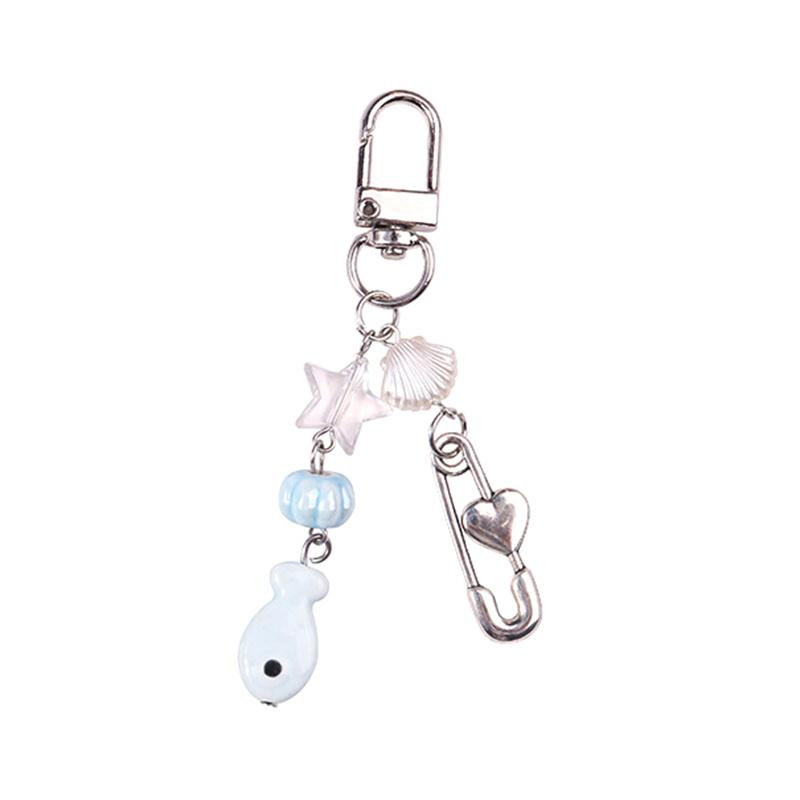 Simple Creative Fish Shells Beaded Phone Straps Lanyard For Women Girls Funny Cute Keychain Bag Pendant Decoration Gifts